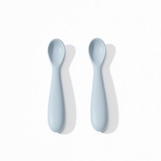 矽膠小奶勺【2隻裝】寶寶輔食勺 可愛嬰兒小勺子 柔軟矽膠 果凍色, 藍色果凍小奶勺【2隻裝】