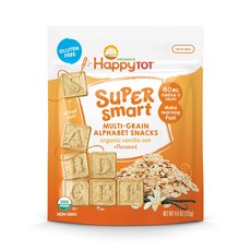 Happy Tote Super Smart Multi-Grain Alphabet Snack 兒童穀物零食 125g, 1個, 香草燕麥+亞麻籽