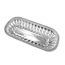 Wilton Armetale 笛子珍珠麵包籃專用碗, 1個, 銀