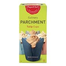 PAPERCHEF Paperchef 咖哩羊皮紙鬱金香杯烘焙杯烘焙鬆餅杯, 12件, 混色