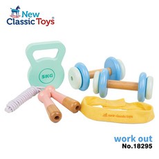 荷蘭New Classic Toys 我的專屬健身小教練-18295 木製玩具組：認知學習、運動擬真、親子互動最佳選擇, 詳見包裝, Multicolor
