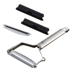 KAI 貝印 関孫六 加寬型削皮器, 1個, 銀色+黑色