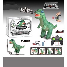 遙控充氣霸王龍兒童恐龍玩具，3-6歲電動超大號仿真遙控霸王龍，侏羅紀恐龍男孩生日禮物，可充電, 遙控充氣霸王龍綠色特大款, 1個