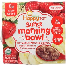 HAPPY TOT Super Morning Bowl 燕麥發芽藜麥即食品, 128g, 1盒