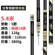 超輕手竿/溪流竿, 手竿（5.4米／19調）＋大禮包