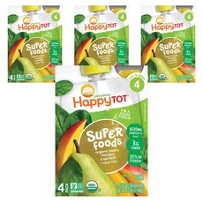 HAPPY TOT Superfood綜合蔬果泥 480g, 水梨芒果菠菜超級奇亞籽口味, 4包