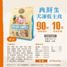 Mr.MEAT 肉鮮生 犬凍乾主食, 400g, 雞肉,火雞肉,牛肉,鮭魚,鮪魚,羊肉