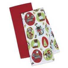 DESIGN IMPORTS 聖誕小貓洗碗巾廚房十字架 45.7 x 71.1cm, 2件, 混色