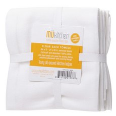 Mukitchen 花巾廚房毛巾/廚房毛巾, 3片, 白色的