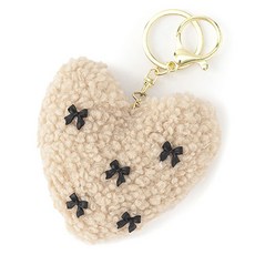 LOVETOXIC CM毛絨愛心吊飾鑰匙圈, 1個, 淺褐色