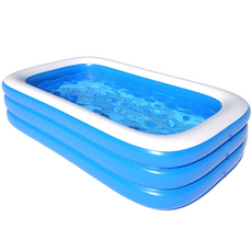 三層充氣泳池 - 加厚耐磨，兒童成人家庭適用，夏日戲水必備, 2.6公尺【三層加厚】藍白泳池｜1~6人, 藍白
