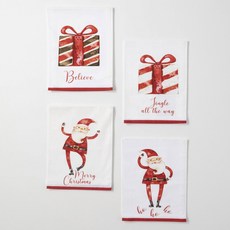 Sullivans HOME BEGINS HERE 聖誕老人毛巾 4入, 1入, 混色