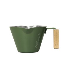 愛鴨咖啡 AIRFLOW 氣流沖煮師不銹鋼濃縮杯 雙嘴量杯 木柄量杯, 墨綠色