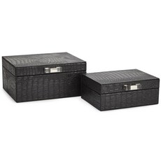 Imax WORLDWIDE HOME Liliana 黑色首飾盒 2 件套, 黑+銀