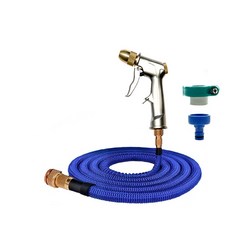 多功能金屬高壓軟管+長噴頭 5m, 1套, 藍色