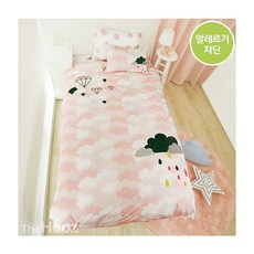 My House 孩童大象圖案被套+枕頭套, Cloud, 粉色 灰色 白色