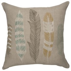 DANIKA 羽毛圖案亞麻靠墊套