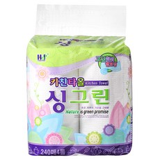 Singgreen 天然紙漿廚房紙巾 240張, 1個