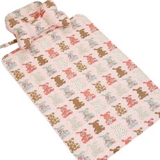 코니아일랜드 휴대용 기저귀 매트 앤 유아용 목베개 세트, 빈티지레빗 핑크, 1개