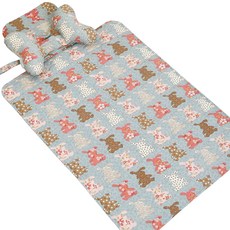 코니아일랜드 휴대용 기저귀 매트 앤 유아용 목베개 세트, 빈티지레빗 블루, 1개