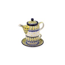 아티스티나 폴란드식 포트세트, 1개, 노란꽃, 3종 (티팟, 커피잔, 소서)