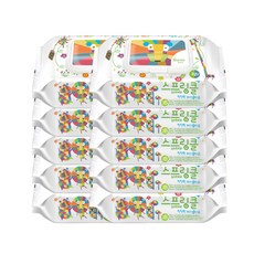 스프링클 프리미엄 아기 물티슈 캡형 70평량, 72매, 10개