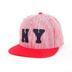 D125_NY스트라이프_스냅백_레드&블랙
