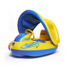 Angang Bucky遮陽棚防曬游泳圈 K1, 黃色, 1入