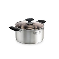 Kitchen-Art EINS雙耳不鏽鋼湯鍋+玻璃鍋蓋, 銀色, 26厘米