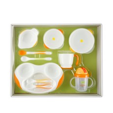릿첼 UF 베이비 식기세트 501, 화이트 + 오렌지, 1세트, 1개