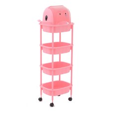 유원피에스 기저귀 정리함 4단 캡1세트 포함형 핑크