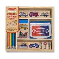 Melissa&Doug 美國瑪莉莎 交通工具圖案印章色鉛筆組 MD2409, 混色, 1套