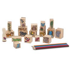 Melissa&Doug 美國瑪莉莎 動物印章色鉛筆組, 混色, 1套