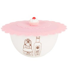 실리콘 찬기뚜껑 중, 케잌-핑크, 1개