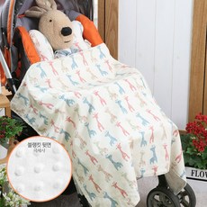 Coney Island 孩童圖案印花超細纖維頸枕+超細纖維毛毯 M號, 象牙白 復古長頸鹿款