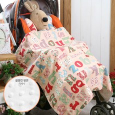 Coney Island 孩童圖案印花超細纖維頸枕+超細纖維毛毯 M號, 粉色 字母款