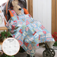 Coney Island 孩童圖案印花超細纖維頸枕+超細纖維毛毯 M號, 藍色 字母款