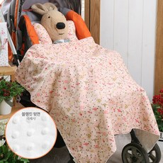 Coney Island 孩童圖案印花超細纖維頸枕+超細纖維毛毯 M號, 粉色 玩具樂園款