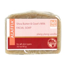 Alaffia 시어 버터 & 고트 밀크 페이셜 솝 일랑 일랑 바닐라, 85g, 1개