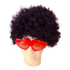 萬聖節道具 爆炸頭假髮, 黑色, 1個