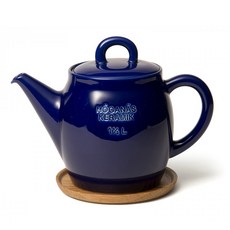 HOGANAS 茶壺配碟, 1個, 海洋藍光澤