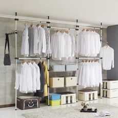 트레벨 25파이 5단 행거 + 2단 수납선반, 화이트