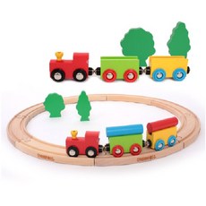 짐보리 원목 기차세트 15pcs, 혼합색상, 1개
