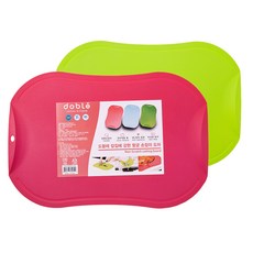 doble 不易產生刀痕砧板2件組, 亮粉色 + 淺綠色, 砧板+支架, 2個