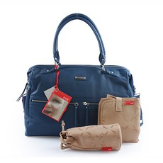 Babymel 嬰兒用品皮革手提斜肩多功能包, Blue