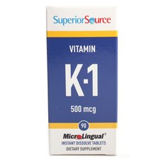 슈페리어소스 비타민 K-1 500mcg 타블렛, 1개, 90정