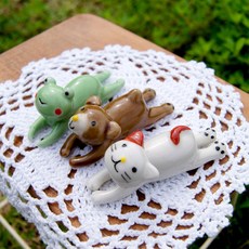 컨츄리아이템 핸드메이드 애니멀 데코 3p 세트, 브라운 + 화이트 + 그린