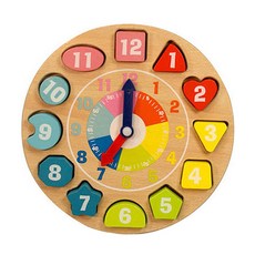 우드엠코리아 원목 도형 시계놀이, 3세이상, 12피스, 1개