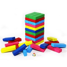 우드엠코리아 원목 컬러 젠가블럭, 3세이상, 1개