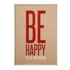 [빈페이퍼]字體設計北歐海報 BE HAPPY 白色畫框